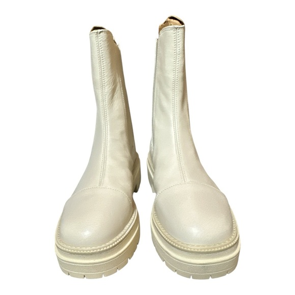 Sam Edelman Wellington Ivory Leather Lug-Sole Chelsea Boots 8.5W Water-Repellent - Picture 8 of 9